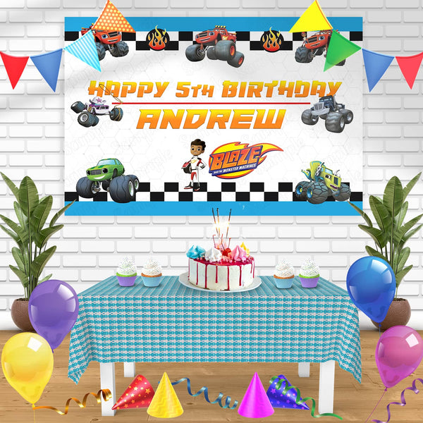 Blaze and the Monster Machines Bn Birthday Banner Personalized Party Backdrop Decoration