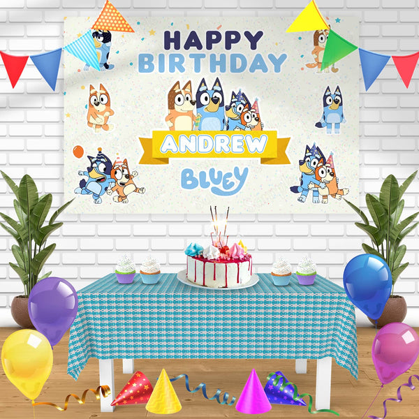 Bluey Family OB Bn Birthday Banner Personalized Party Backdrop Decoration