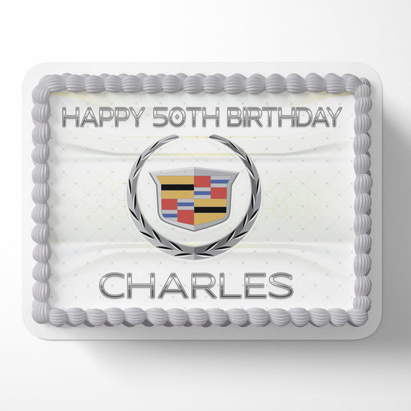 Cadillac Classic Logo Edible Image Cake Topper Personalized Birthday Sheet Decoration Custom Party