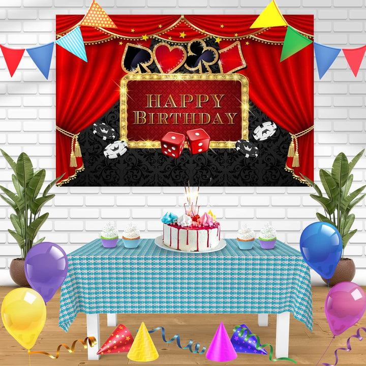 Casino Las Vegas Poker Bn Birthday Banner Personalized Party Backdrop Decoration