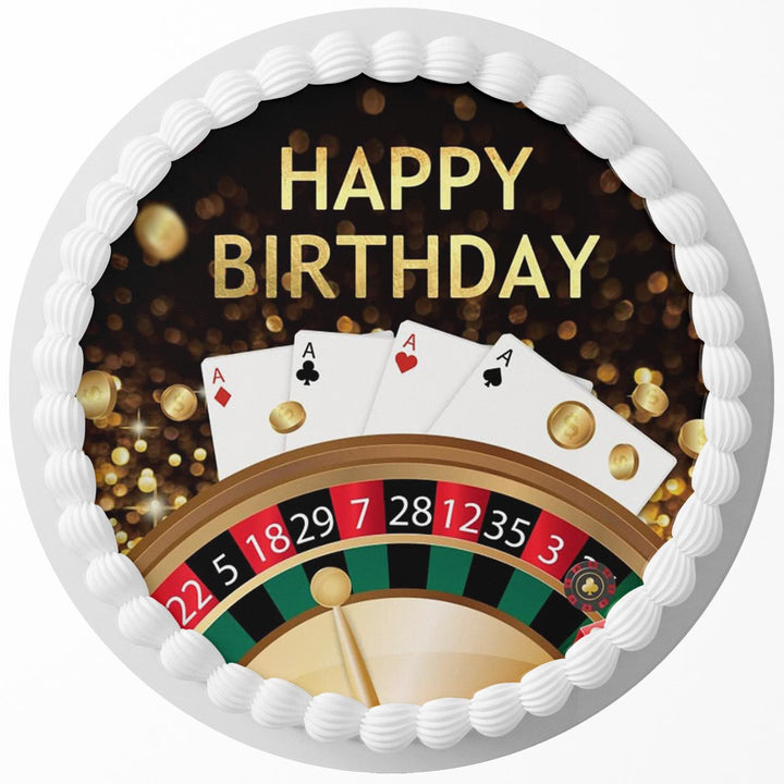 Casino Poker PK Edible Cake Toppers Round