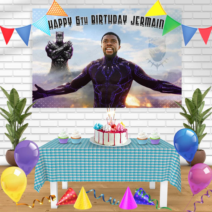 Chadwick Boseman TChalla Black Panther Bn Birthday Banner Personalized Party Backdrop Decoration