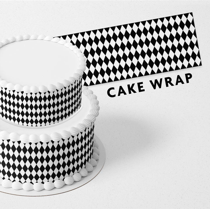 Checkered Diamond Strips Edible Cake Toppers Cake Wraps