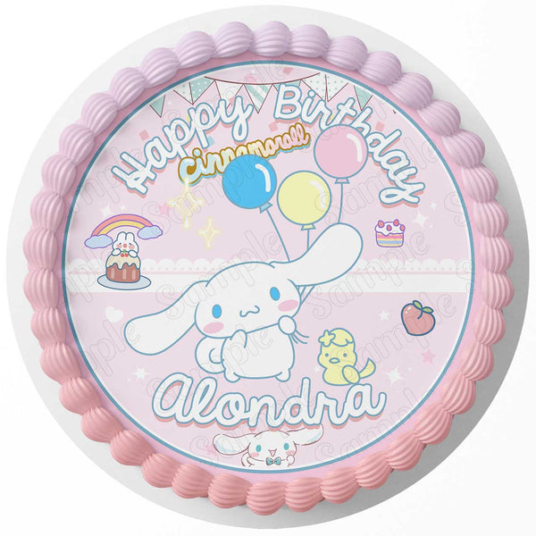 Cinnamoroll by Sanrio Hello Kittie Edible Image Cake Topper Personalized Birthday Sheet Decoration Custom Party Frosting Transfer Fondant Round Circle