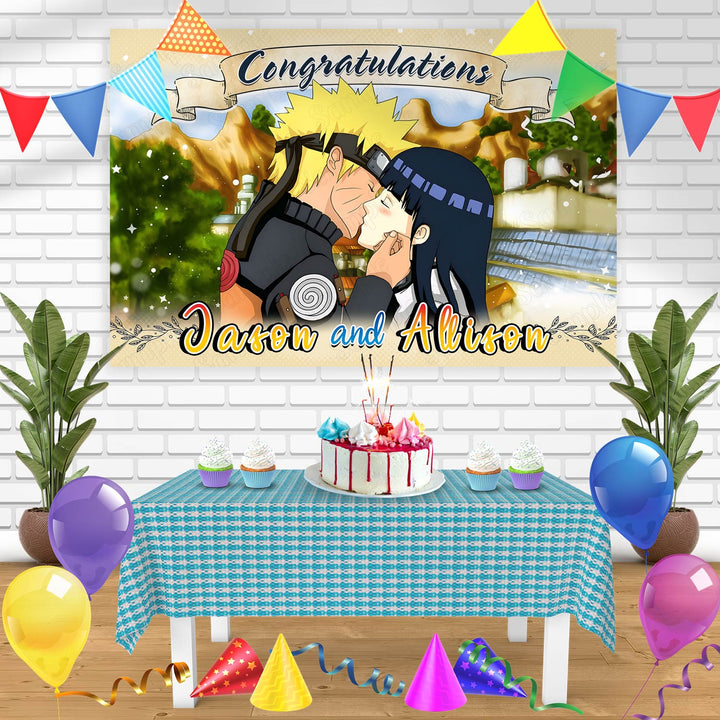 Congratulations Naruto and Hinata Anime Bn Birthday Banner Personalized Party Backdrop Decoration