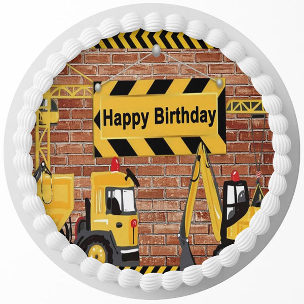 Construction Kids CT Edible Cake Toppers Round