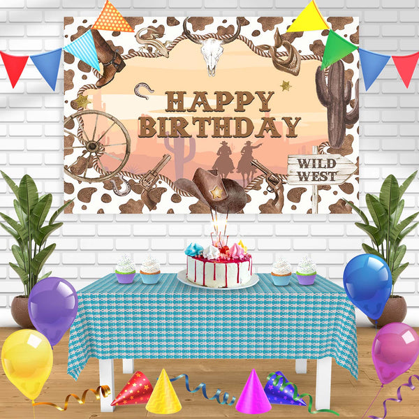 Country Wild West Kids Western Cowboy Cactus Boots Cattle Boys Birthday Banner Personalized Party Backdrop Decoration