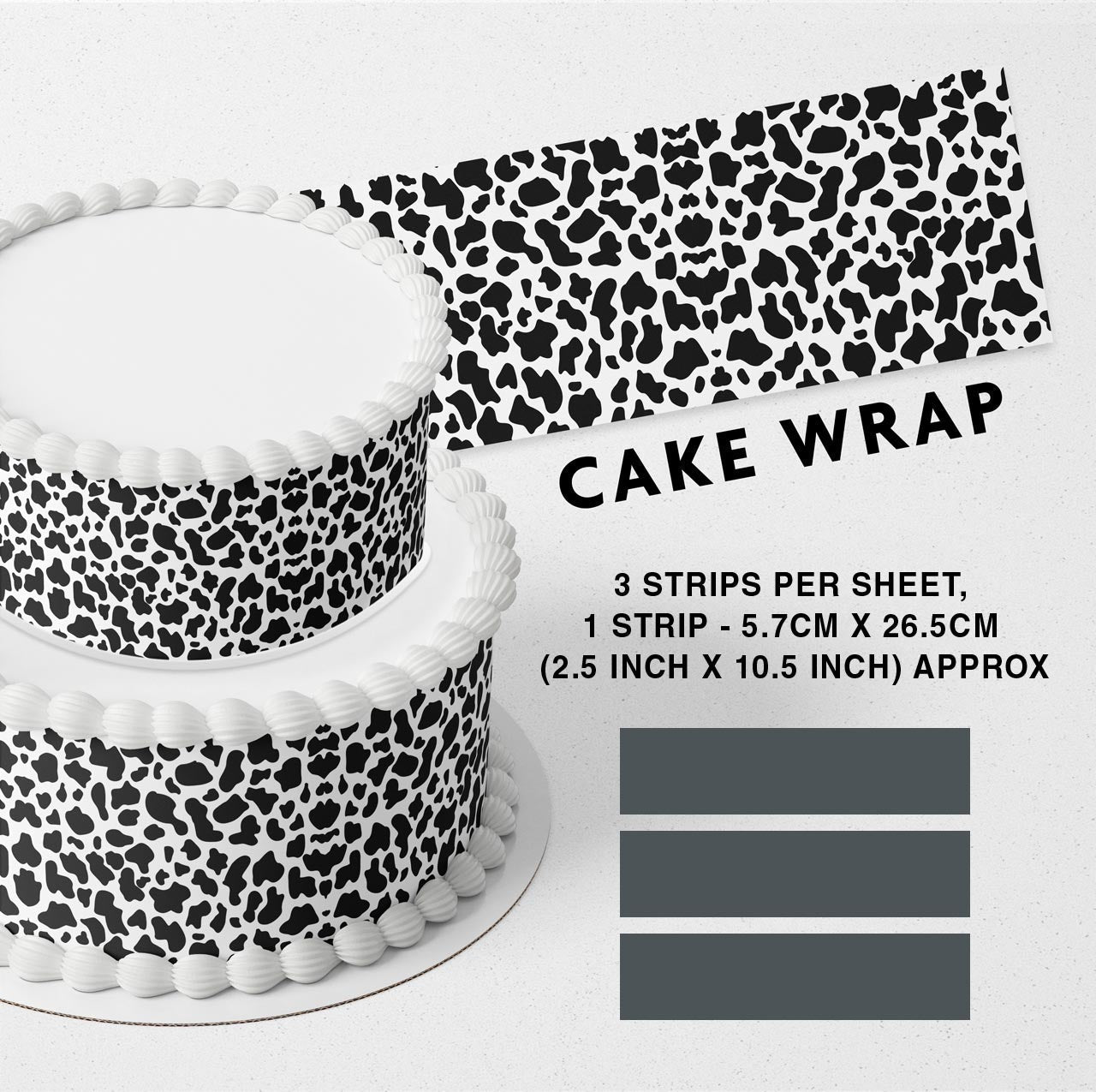 Cow Pattern Farm Kids Strips Edible Cake Toppers Cake Wraps ...