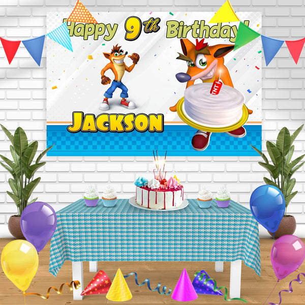 Crash Bandicoot TNT Birthday Bn Birthday Banner Personalized Party Backdrop Decoration