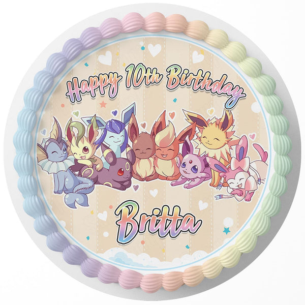 Cute Pokemon Girls Pink Rd Edible Cake Toppers Round