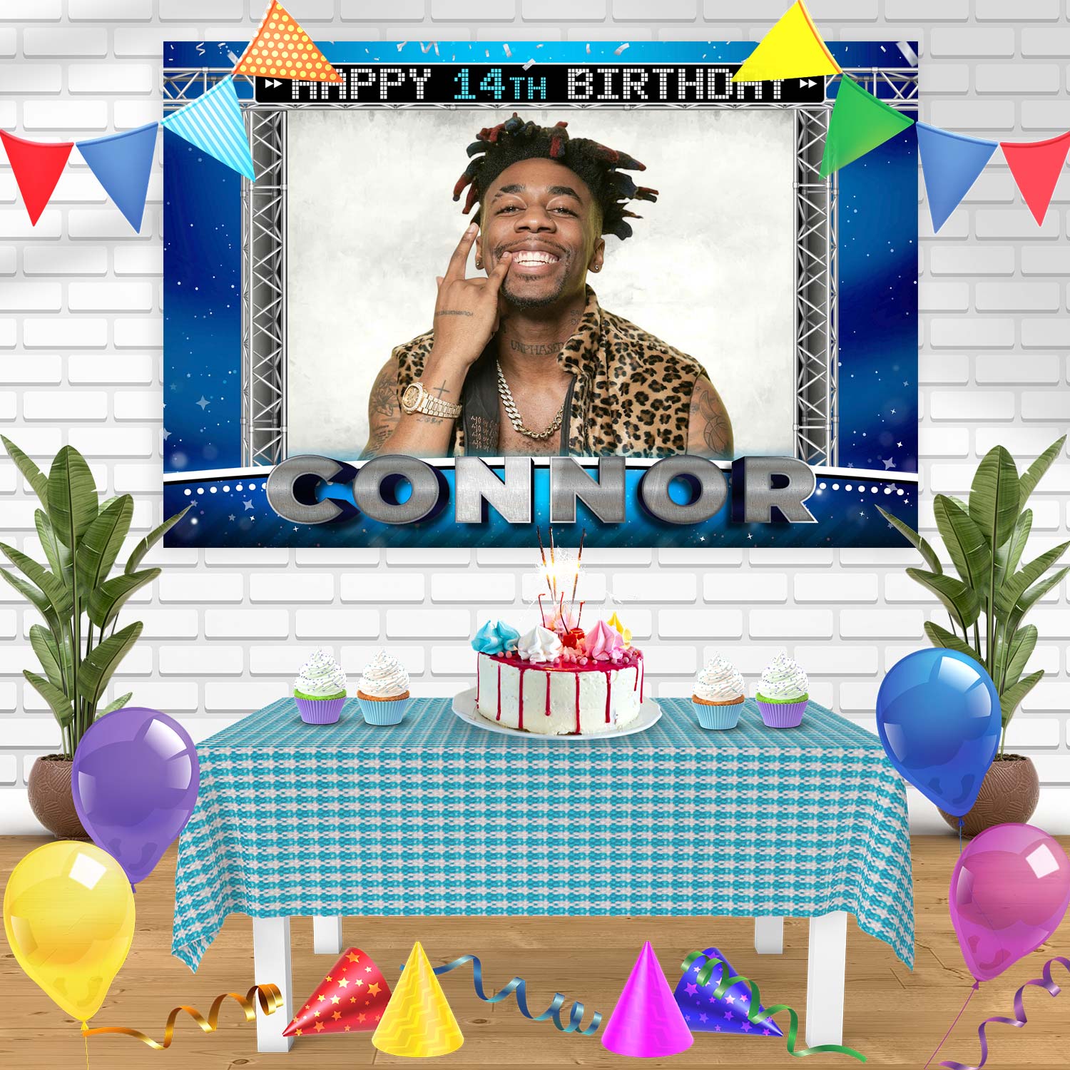 DAX Singer Rapper Birthday Banner Personalized Party Backdrop Decorati ...