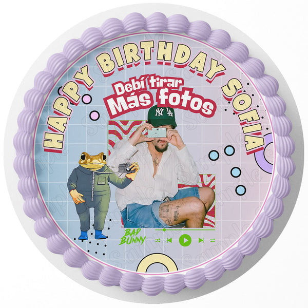 Debi Tirar Mas Fotos Bad Bunny rd Edible Cake Toppers Round