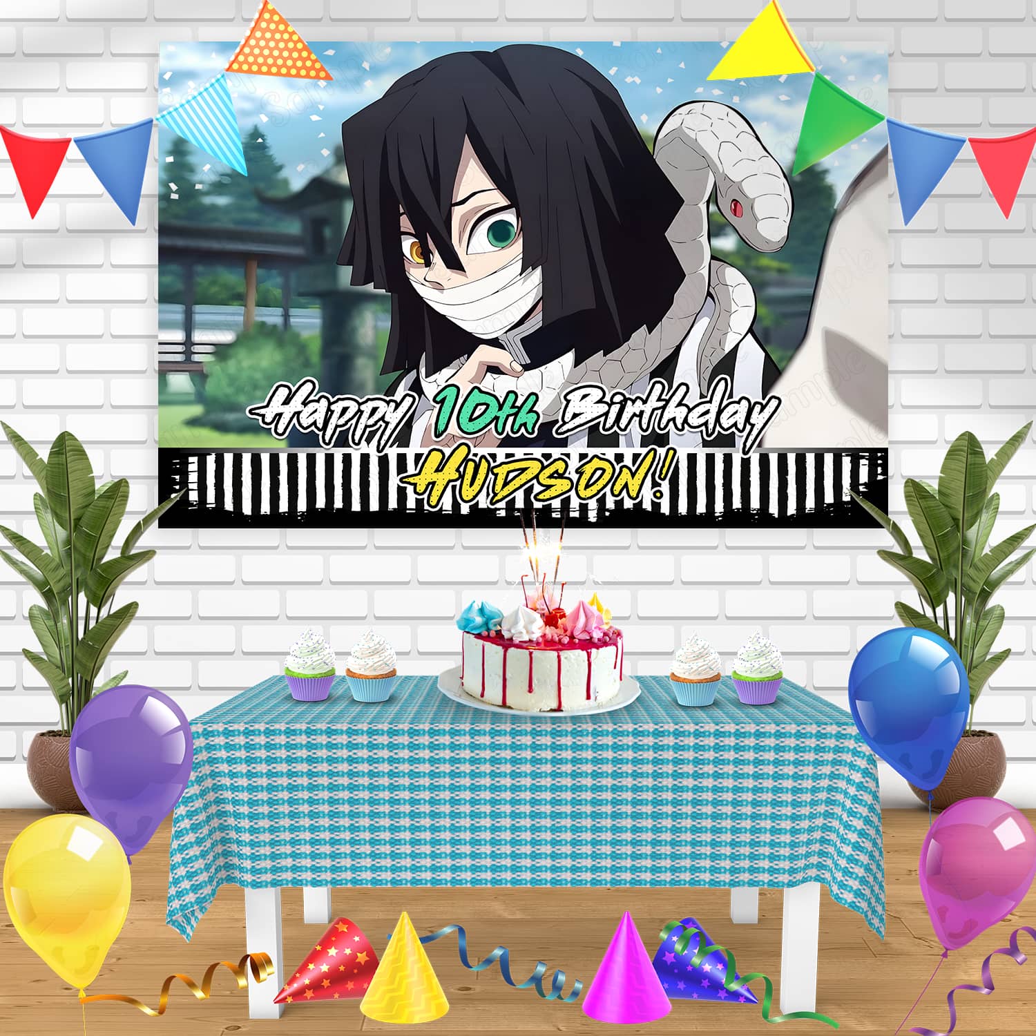 Demon SlayerKimetsu no Yaiba Obanai Bn Birthday Banner Personalized Pa ...