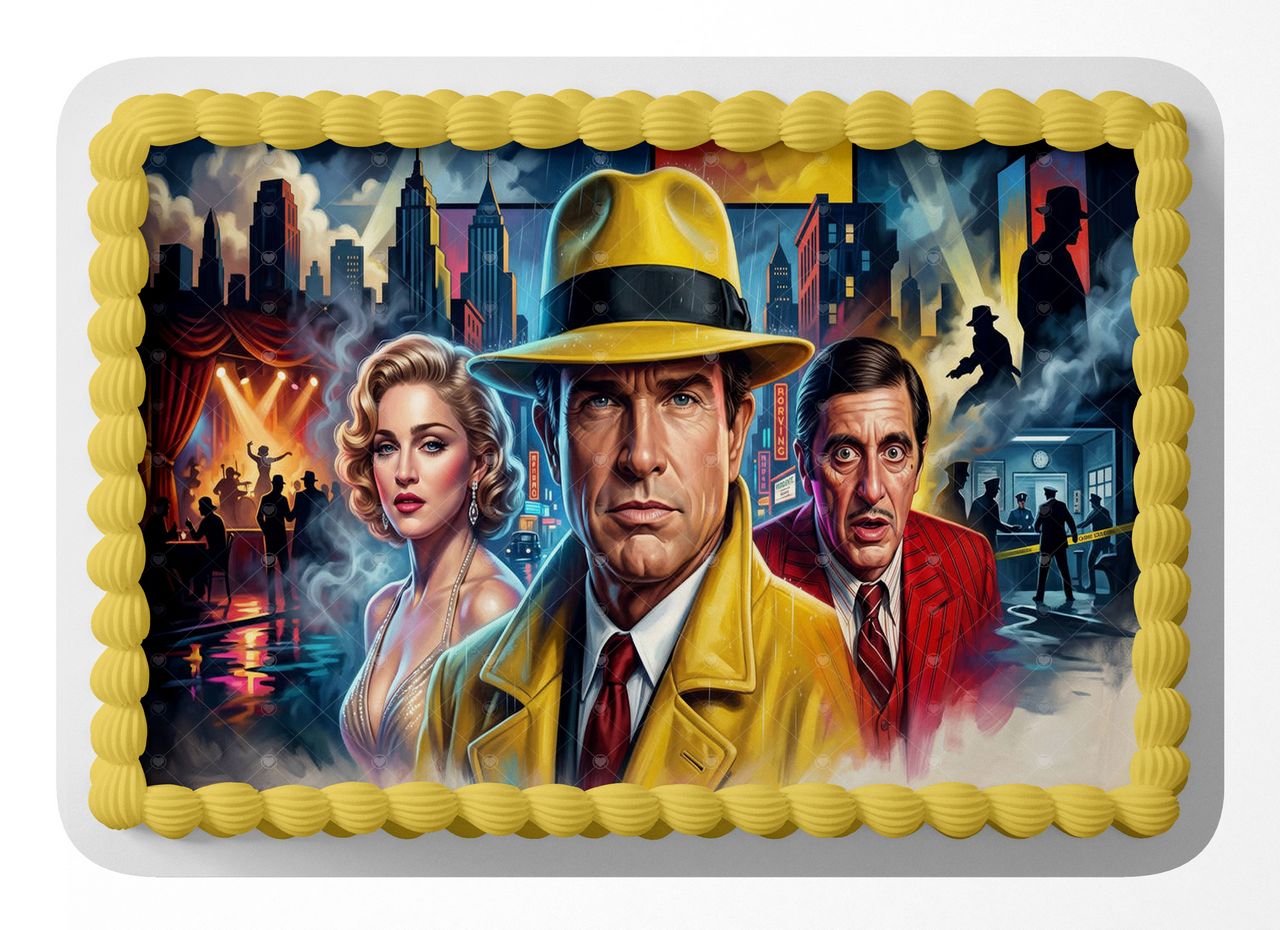 Dick Tracy Classic Film Edible Image Cake Topper Personalized Birthday ...