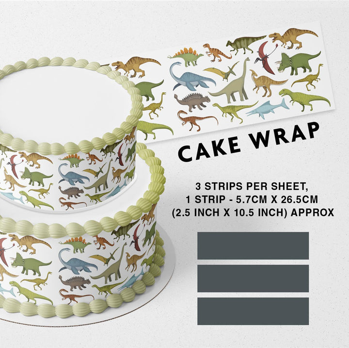 Dinosaurs Prehistoric Life Strips Edible Cake Toppers Cake Wraps