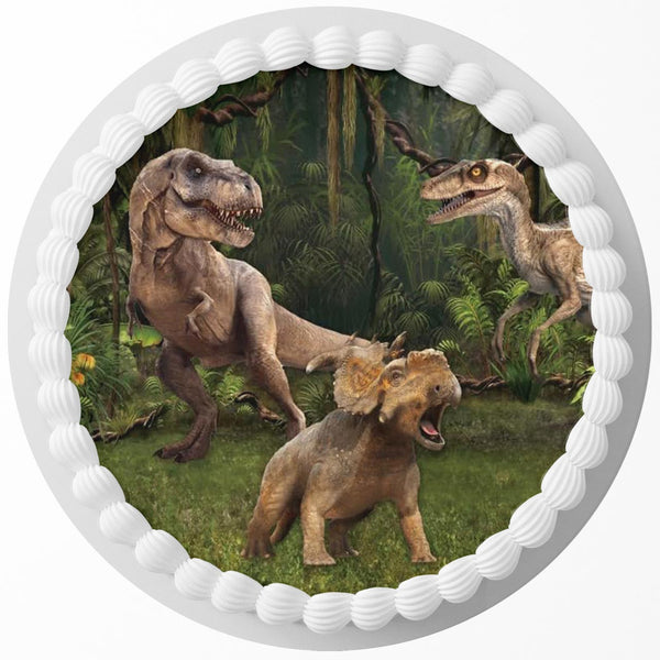 Dinosaurs Trex Dino Edible Cake Toppers Round