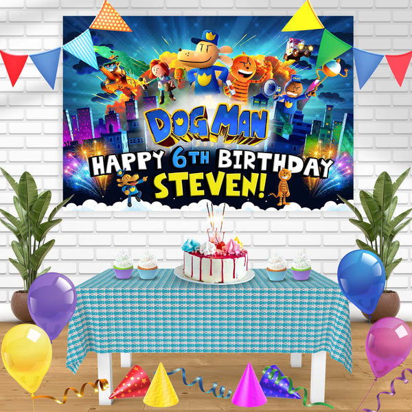 Dog Man Lil Petey Movie 2025 Birthday Banner Personalized Party Backdrop Decoration