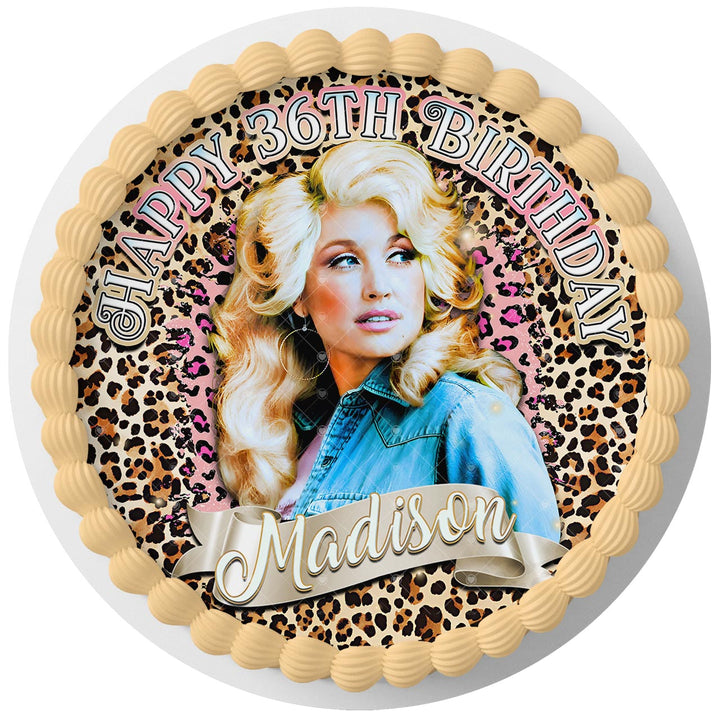 Dolly Parton Rd Edible Cake Toppers Round