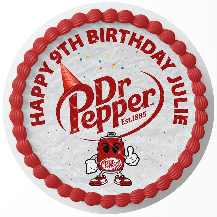 Dr Pepper DPR Edible Cake Toppers Round