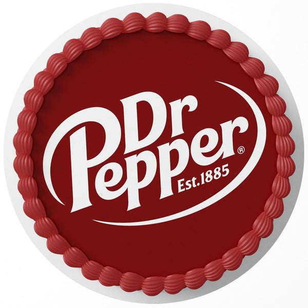 Dr Pepper Logo Red Edible Cake Toppers Round