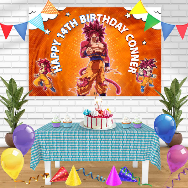 Dragon Ball Goku Daima Saiyan Four 4 Birthday Banner Personalized Party Backdrop Decoration