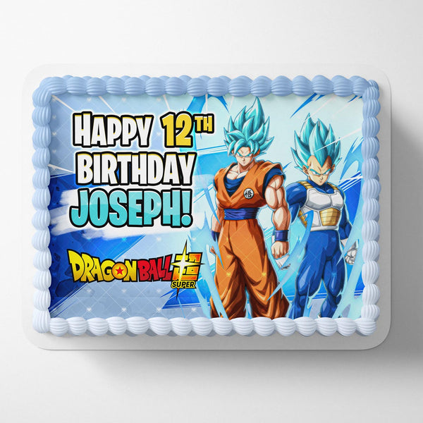 Dragon Ball Super Goku Vegeta Super Saiyan Blue Edible Cake Toppers