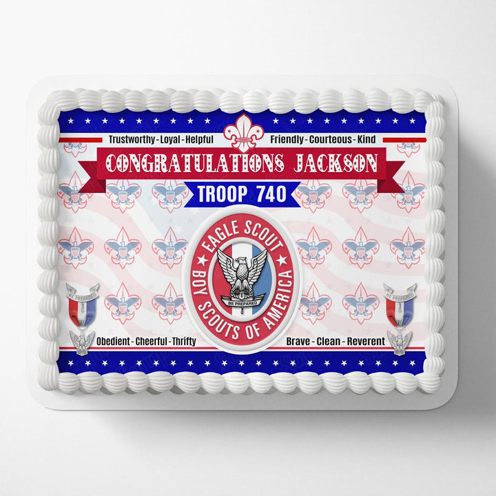 Eagle Scout Congratulations Troop Number Law Principles Edible Cake Toppers
