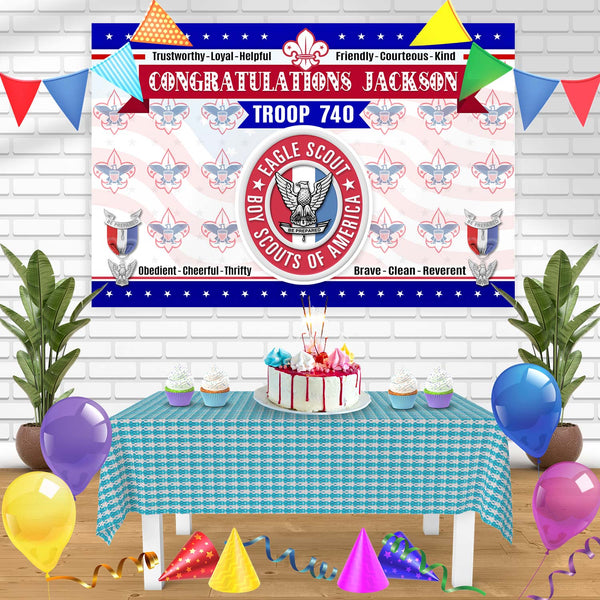 Eagle Scout Congratulations Troop Number Law Principles Bn Birthday Banner Personalized Party Backdrop Decoration