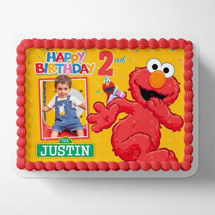 Elmo Sesame Street Custom Photo Photo Frame Edible Cake Topper Image