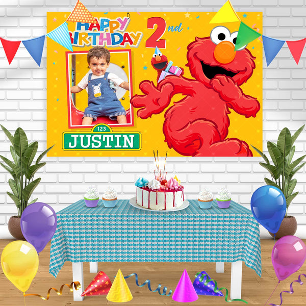 Elmo Sesame Street Custom Photo Birthday Banner Personalized Party Backdrop Decoration