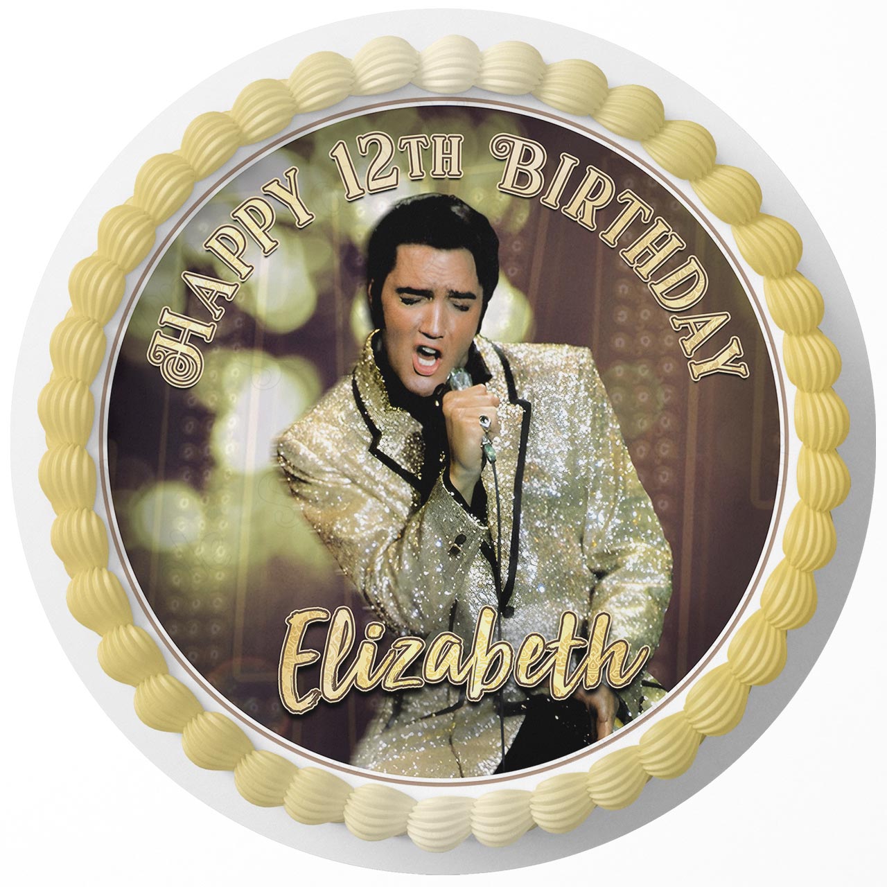 Topper Per Torte Personalizzato Commestibile Elvis Presley 7,5 - Foto 3