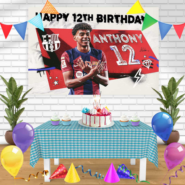 FC Barcelona Lamine Yamal Bn Birthday Banner Personalized Party Backdrop Decoration