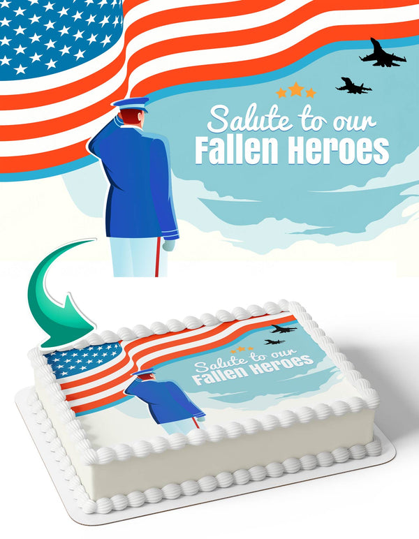 Fallen Soldier Tribute Memorial Day Edible Cake Toppers