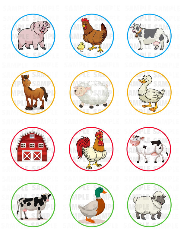 Farm Animals Edible Image Cupcake Cookie Topper