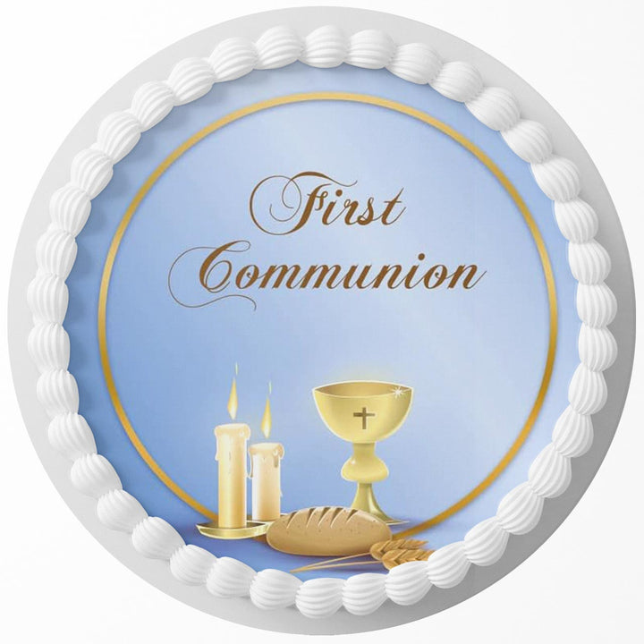 First Communion FC Edible Cake Toppers Round