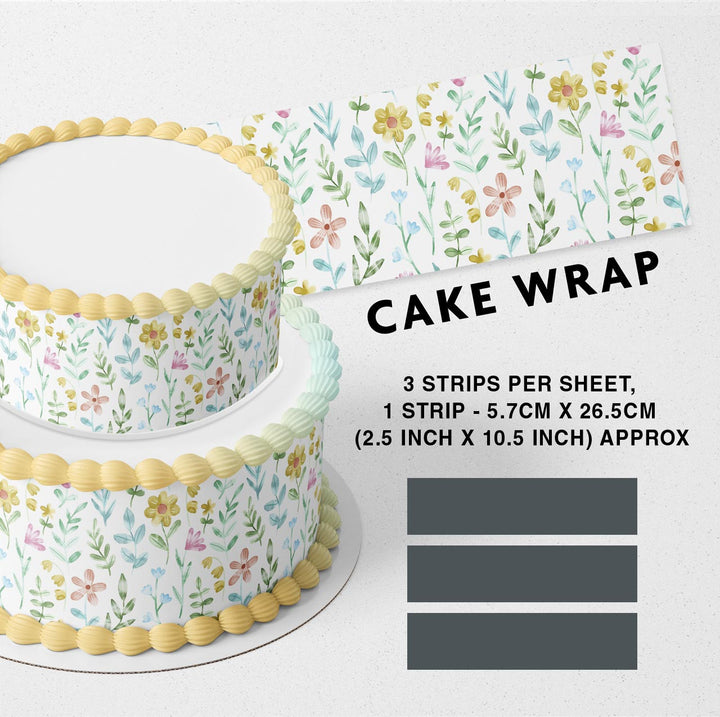 Flowers Strips Edible Cake Toppers Cake Wraps