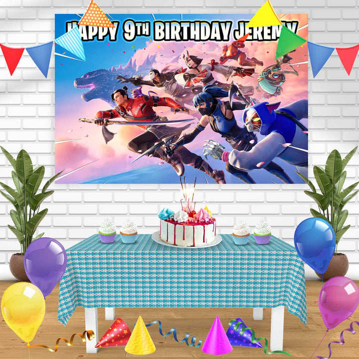 Fortnite Chapter 6 Season 1 Hunters Birthday Banner Personalized Party Backdrop Decoration