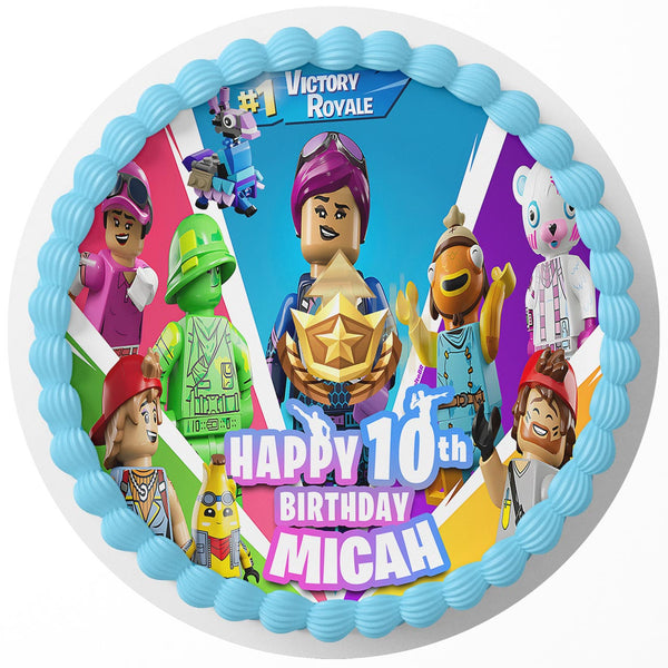Fortnite Lego Fornite Battle Royale Gamers Kids Edible Cake Toppers Round