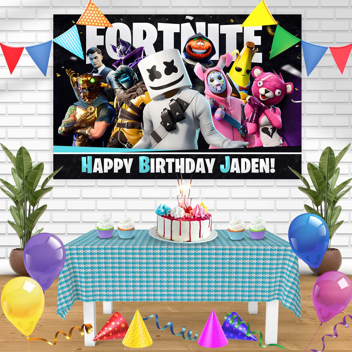 Fortnite Marshmello Peely Cuddle Team Leader Bn Birthday Banner Personalized Party Backdrop Decoration