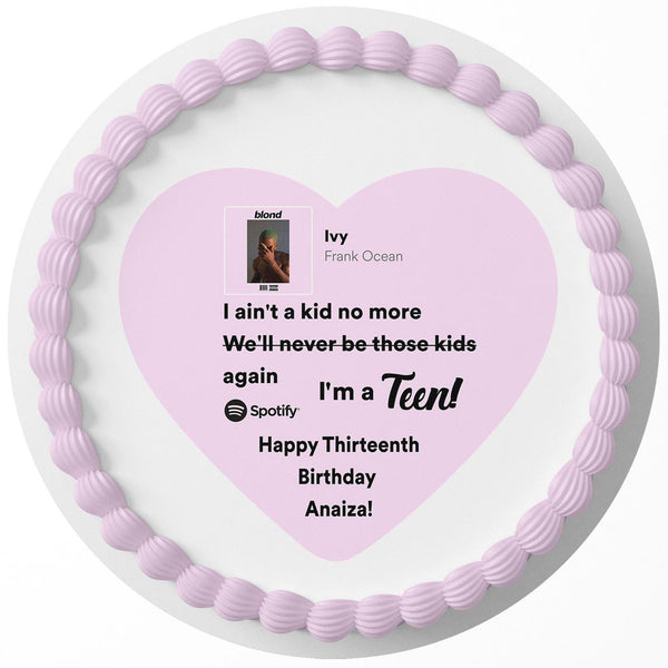 Frank Ocean Ivy Thirteenth Kid No More Teen Hearth Edible Cake Toppers Round