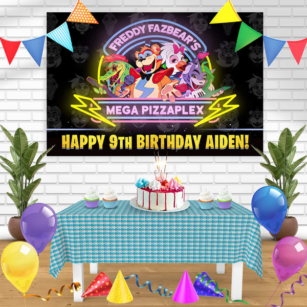 Freddy Fazbears Mega Pizzaplex Bn Birthday Banner Personalized Party Backdrop Decoration