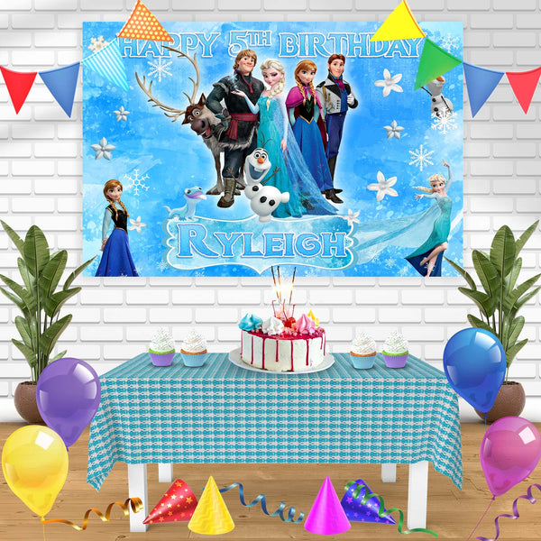 Frozen Anna Elsa Ice Kids Girls 2025 Bn Birthday Banner Personalized Party Backdrop Decoration