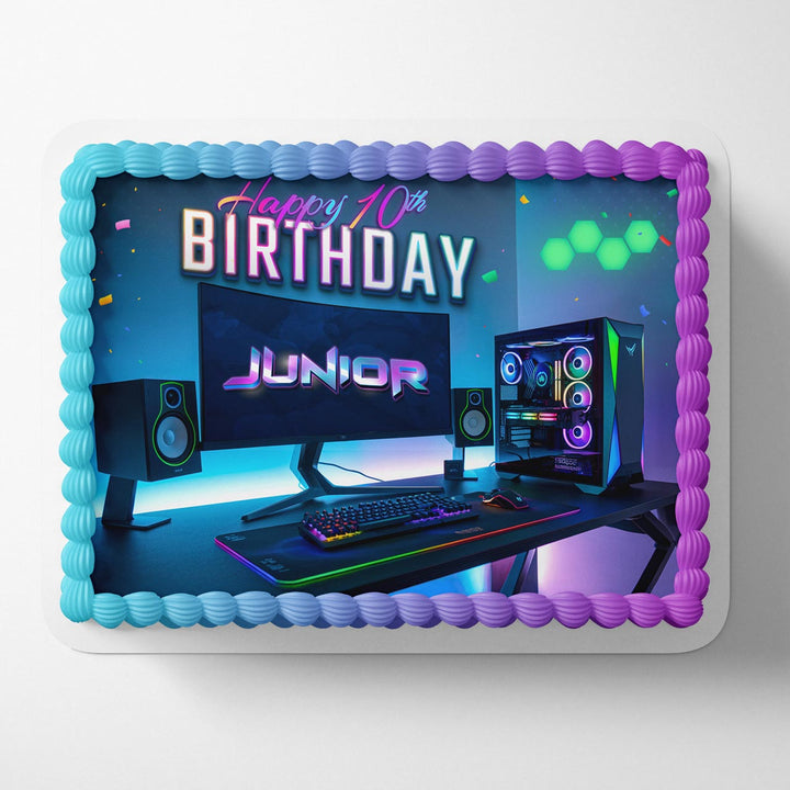 Gamer Computer Desktop PC Edible Cake Toppers