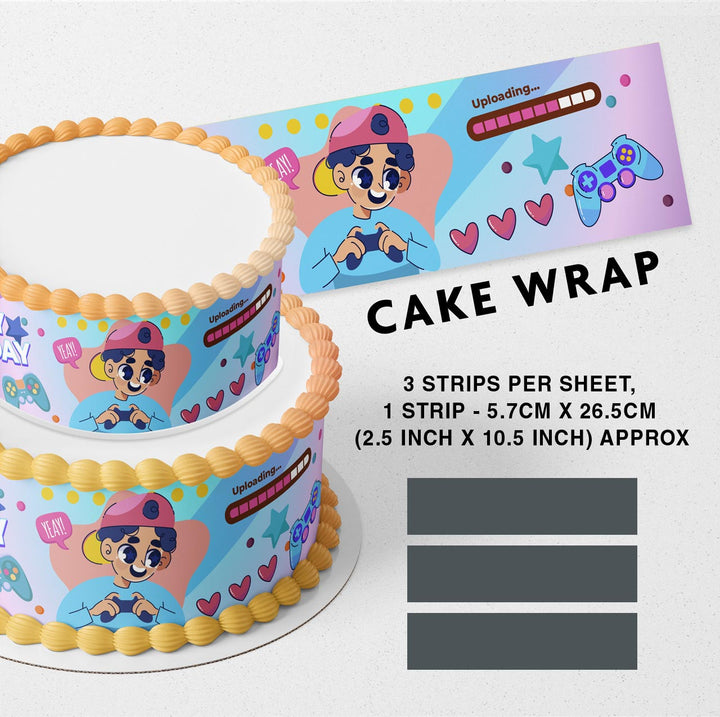 Gamers Nintendo PS XBOX Games Play Station Strips Edible Cake Toppers Cake Wraps