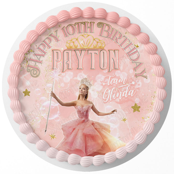 Glinda Team Princess Pink Edible Cake Toppers Round