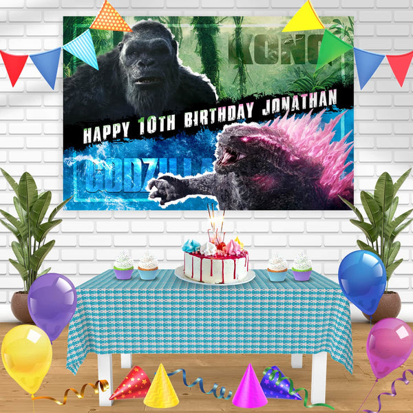 Godzilla x Kong The New Empire Bn Birthday Banner Personalized Party Backdrop Decoration