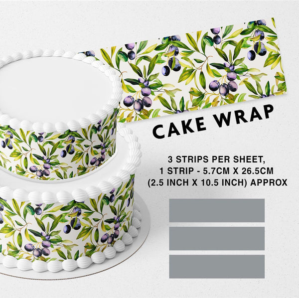 Green Branches Of Olive Edible Cake Toppers Cake Wraps