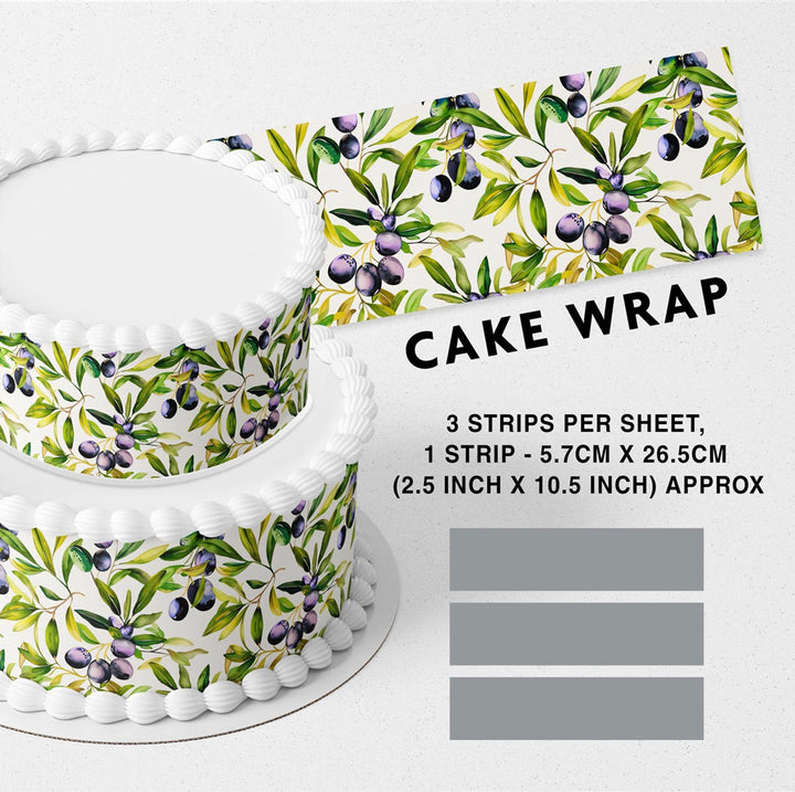 Green Branches Of Olive Edible Cake Toppers Cake Wraps