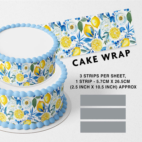 Green Yellow Blue Lemon Lime Citrus Flower Branches Edible Cake Toppers Cake Wraps