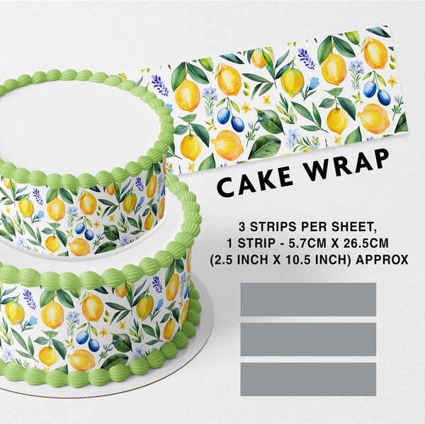Green Yellow Lemon Lime Citrus Olive Branches Edible Cake Toppers Cake Wraps